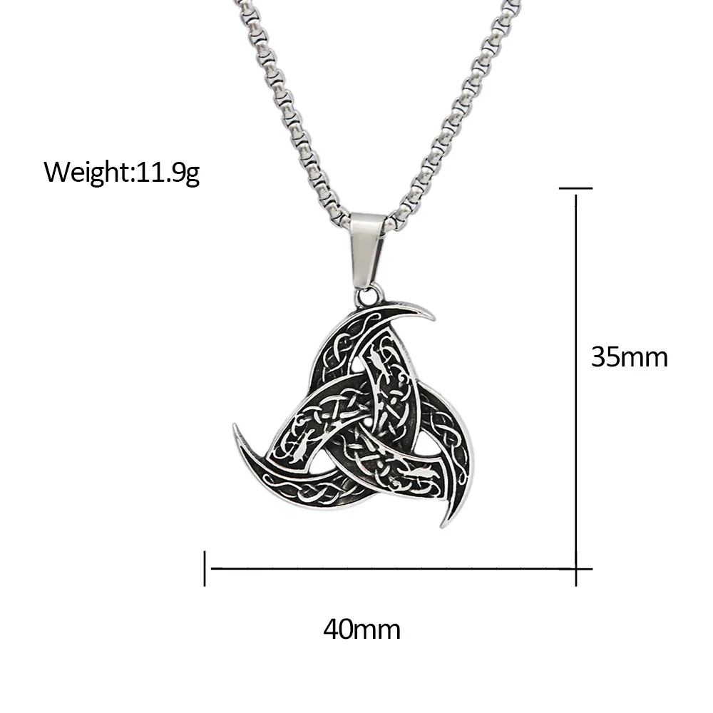 100pcs/lo Sun Totem Triangle Titanium Steel Men's Necklace Nordic Vintage Stainless Steel Personalized Pendant for Women