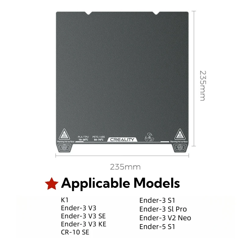 Creality Kaltdruck-Bauplatte, niedrige Temperatur, doppelseitig, 235 x 235 mm, für K1/Ender-3 V3 SE/KE/3 V3/CR-10 SE/Ender-3 S1