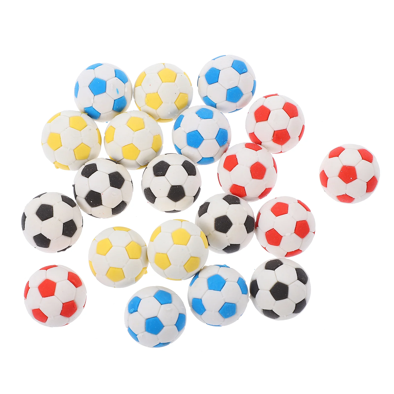 20 Pcs Football Eraser 3d Cartoon Small Shape 20pcs Mixed Color Pencils for Kids Portable Erasers Three-dimensional Student