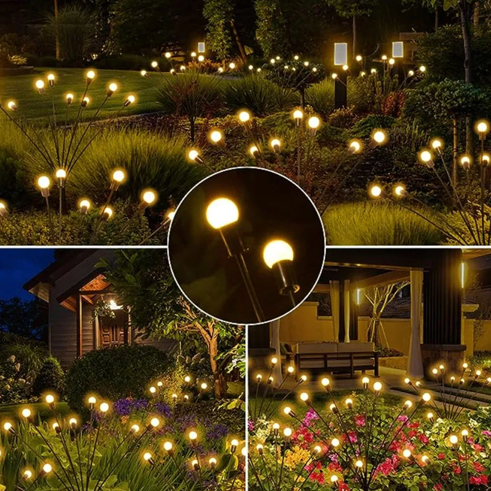 Luces LED solares de luciérnaga para exteriores, lámparas solares impermeables para césped, luces de paisaje para patio, decoración de jardín, atmósfera navideña