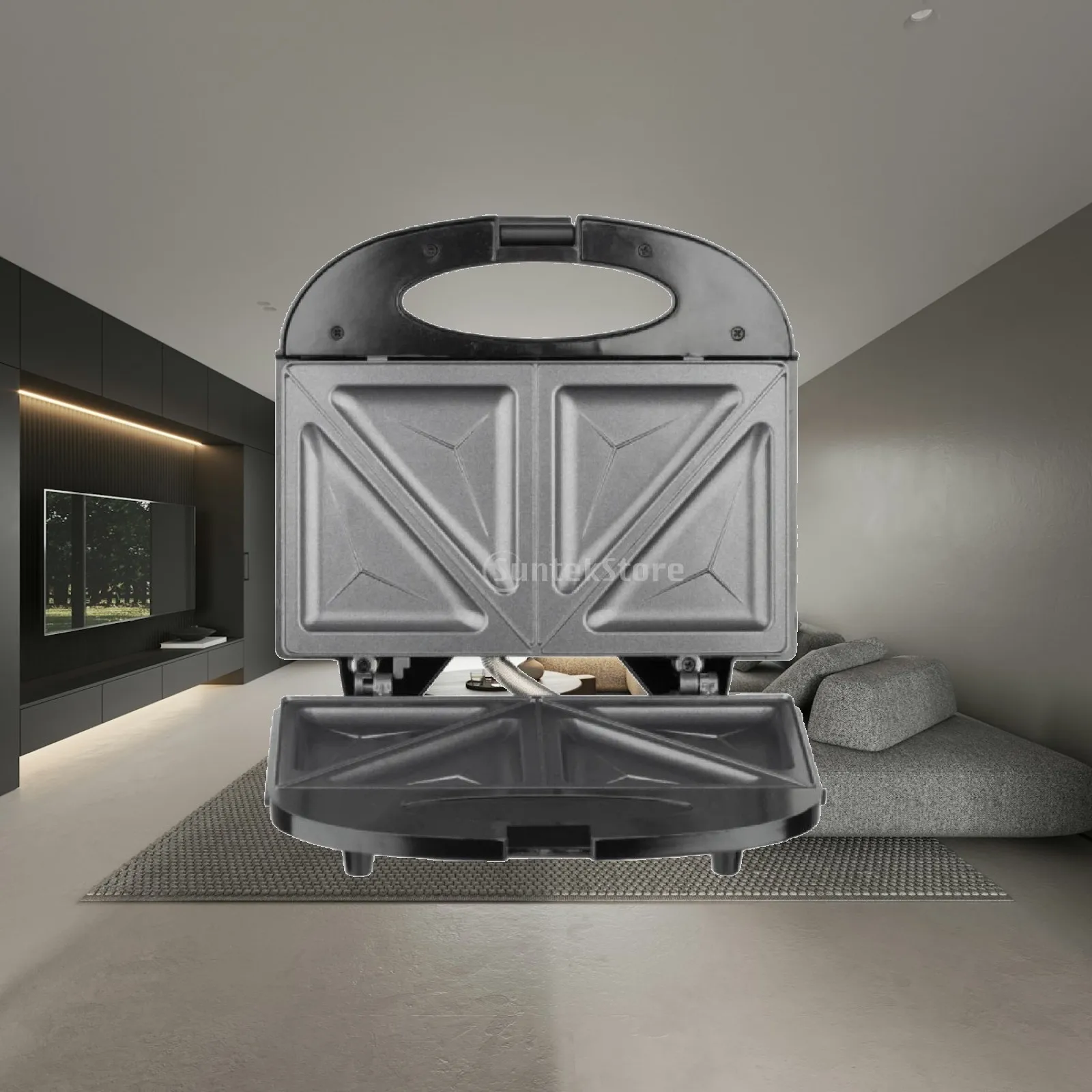 Sandwich Maker with Indicator Lights Compact Electric Sandwich Press Panini Press with Flat Plates Easy Cleaning