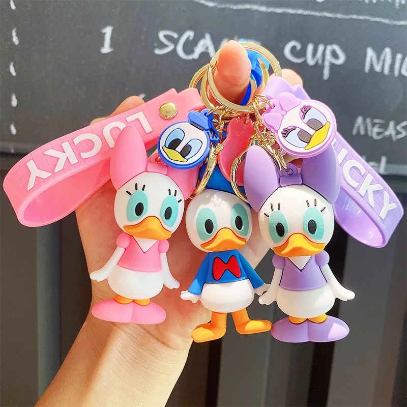 Disney Minnie Keychain Figure Toys Mickey Mouse Daisy Donald Duck Key Chain Couple Bag Pendent Gift Key Ring Accessories Gift