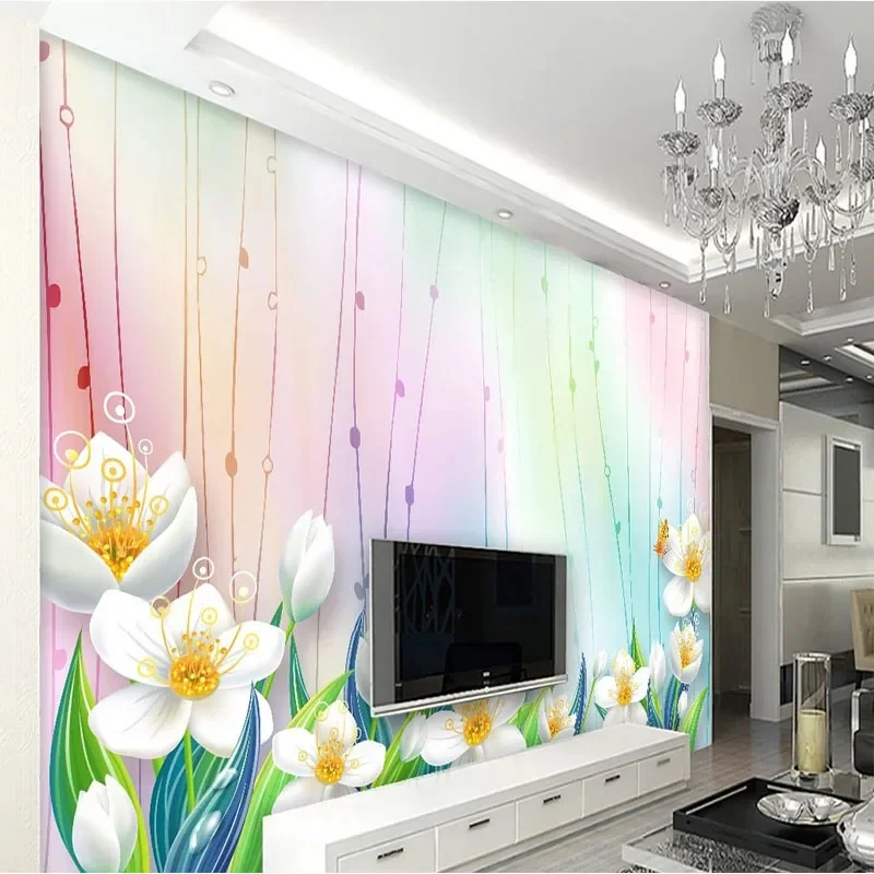 Custom Wall Mural Wallpaper 3D Modern Aesthetic Dazzling Flower Art TV Sofa Backdrop Papel De Parede Home Décor Tapety Fresco