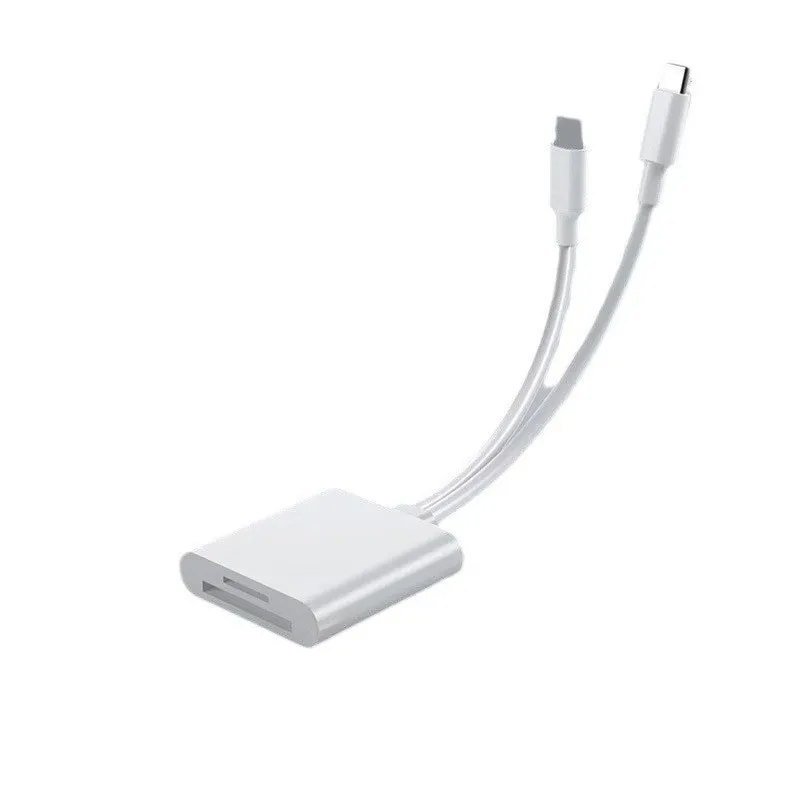 إضاءة قارئ بطاقات 2 في 1 ومحول كاميرا بطاقة USB C SD/TF قارئ بطاقات متعدد، فتحة مزدوجة، التوصيل والتشغيل، لهاتف iPhone Mobile c