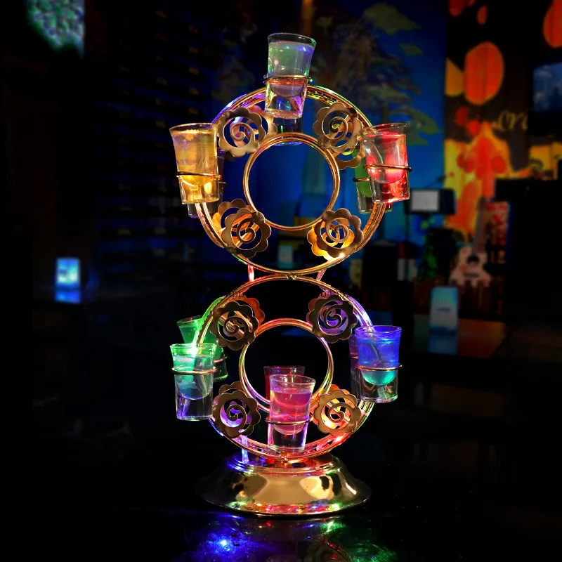 

Bar KTV8 character luminous cup holder Essential for night clubs Cocktail bullet cup LED rechargeable metal cup holder