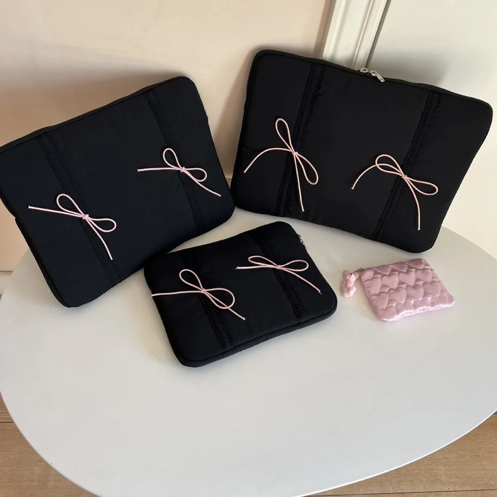 11/14/15.6 Inch Bow Laptop Bag Soft Shockproof Tablet Sleeve Case Lightweight Computer Bag for Macbook/Xiaomi/Lenovo/Dell