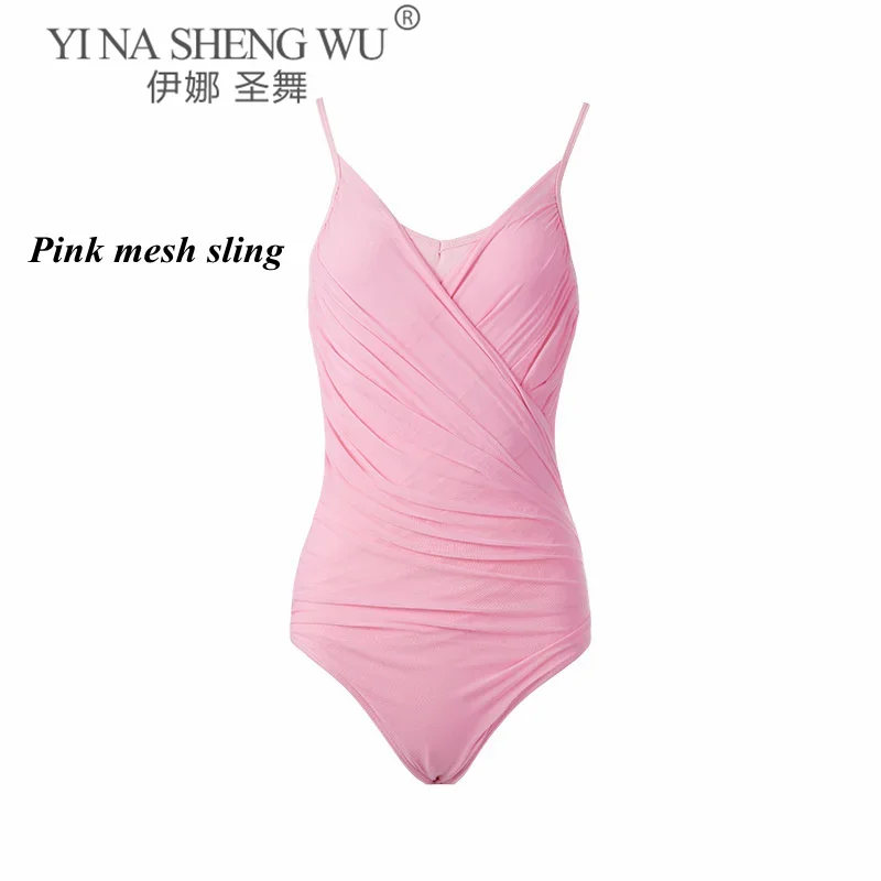 Vrouwen Dans Turnpakje Ballet Geplooide V-hals Bodysuit Onregelmatige Mesh Rok Tiener Training Gymnastiek Schaatsen Pak Ballert Dancewear