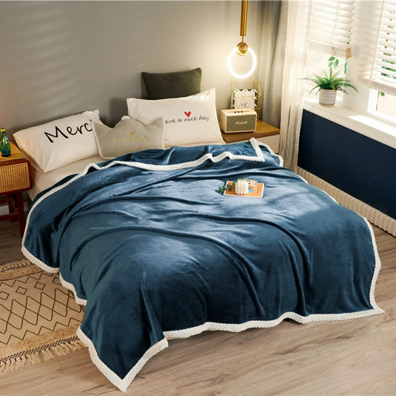 

Royal Blue Blanket Solid Milk Velvet Throw Comfortable Soft Warm Blankets for Bedroom, Couch, Travel, Air Conditioner Blanket