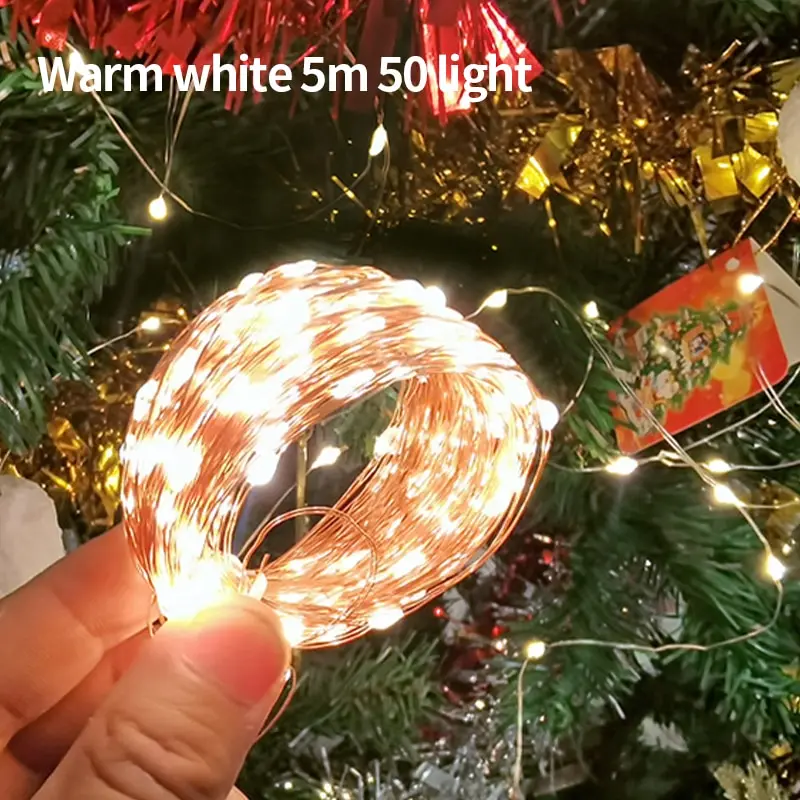 5 Meters USB String Lights Christmas Decoration Wedding Party LED Holiday Lights Outdoor Warm White USB Copper Wire Lights