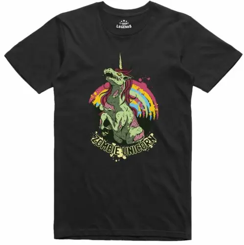 Licorne Zombie Horreur Halloween Gothique Imprimé 100% Coton T-shirt