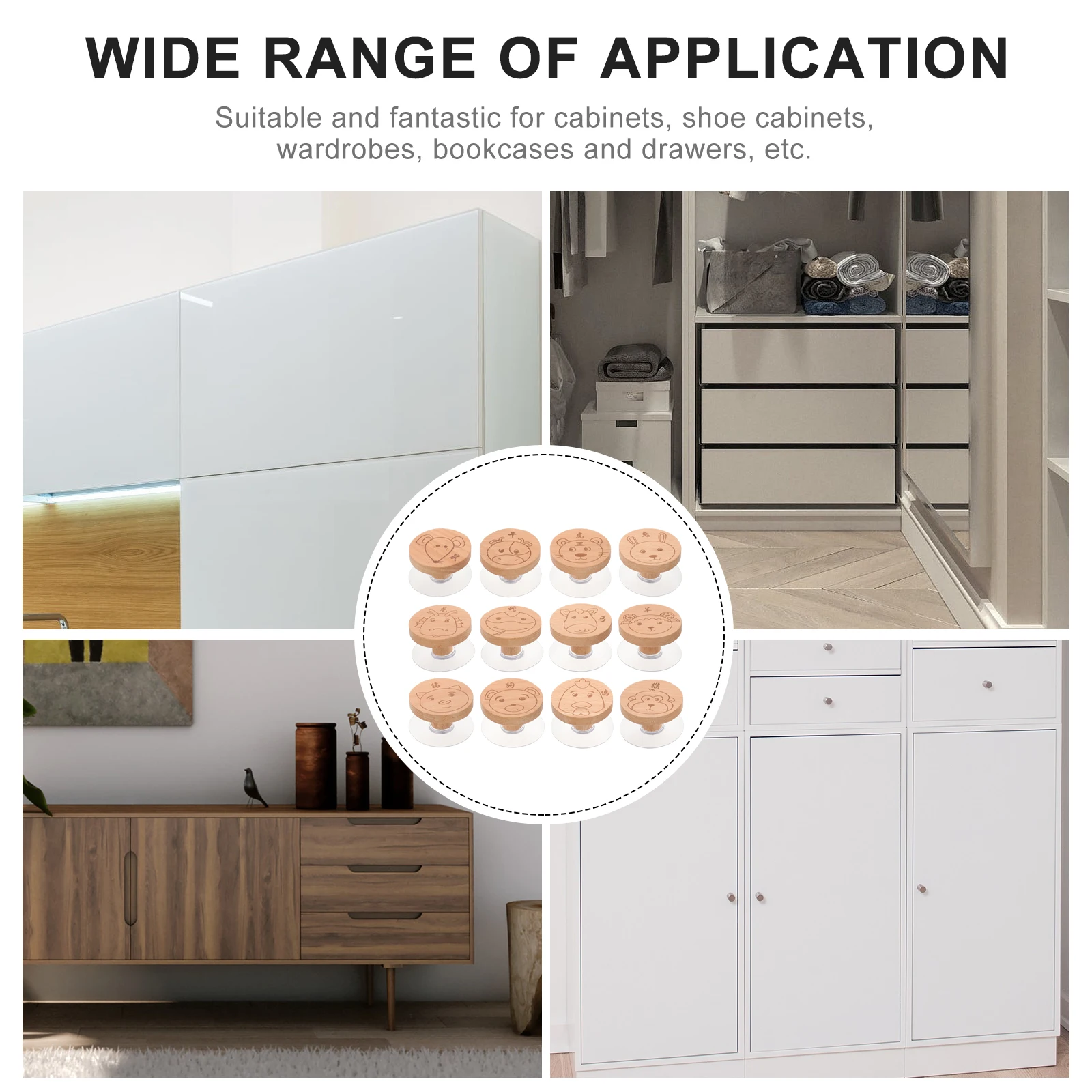 

12pcs Wooden Animal Drawer Pulls Smooth H les for Cabinets Wardrobes Bookcases Room niture Cartoon Style Knobs