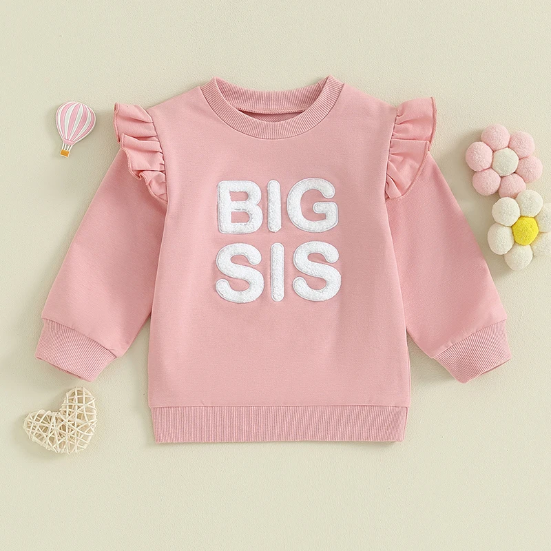 2023-09-08 Lioraitiin Baby Girls Sister Mataching Outfit Set Big Sis Shirt/Lil Sis Romper Crewneck Sweatshirt Romper