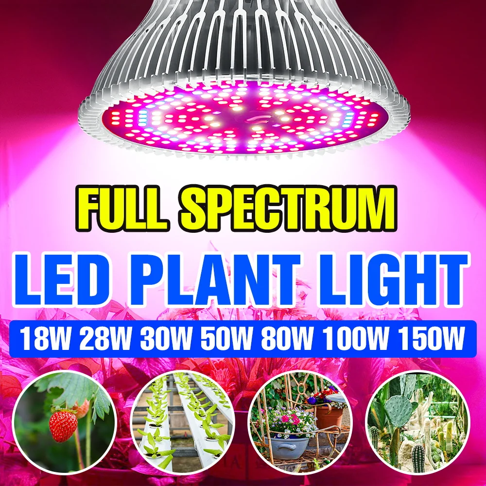 150W E27/E26 Full Spectrum Grow Light Bulb Indoor Plant Lamp Growbox Cultivation Fill Lighting E14 For Potted Succulent Flowers