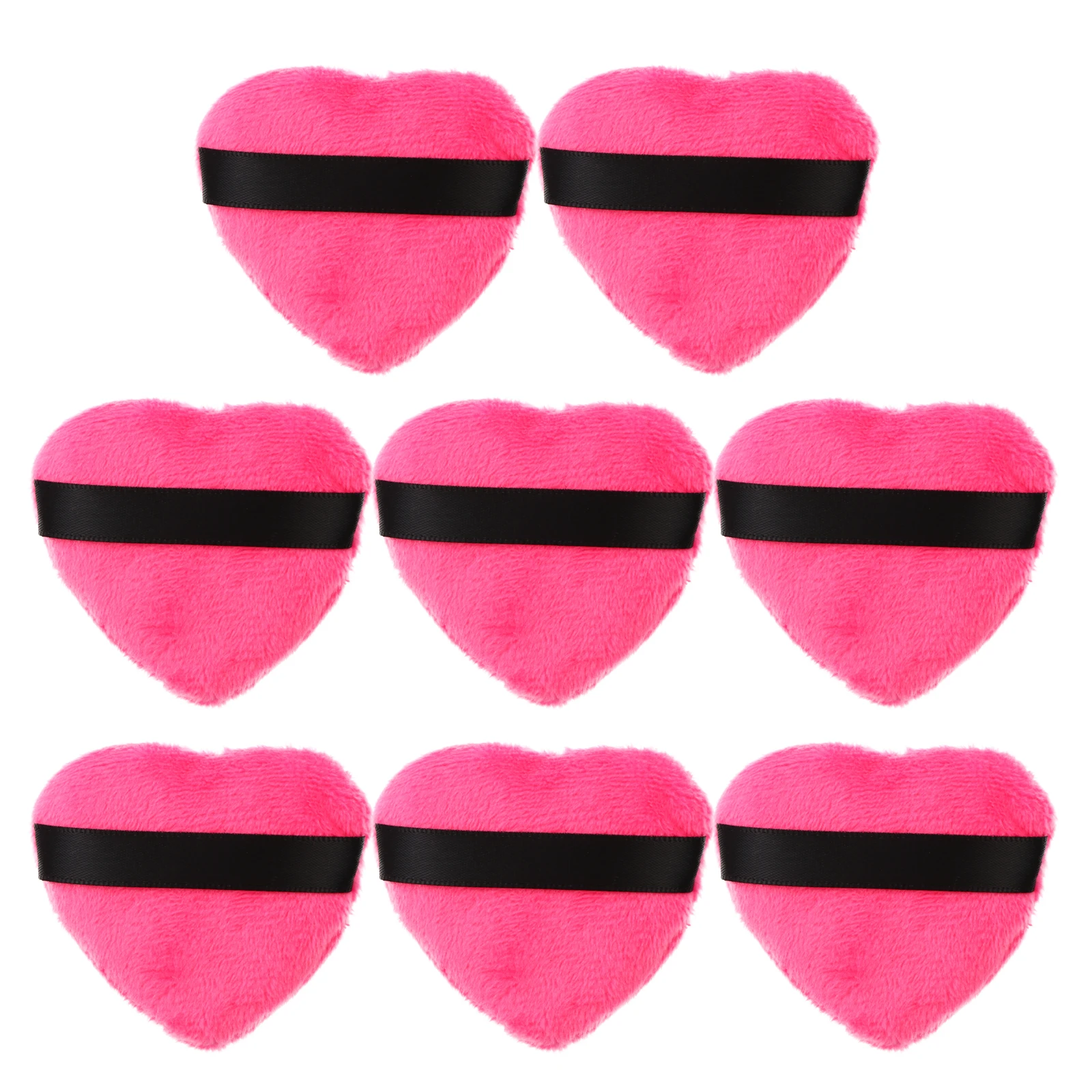 

8 Pcs Pink Heart Shaped Canvas Fluff Material Mini Makeup Beauty Egg Powder Puff Lightweight Women Loose Facial Body Cosmetics
