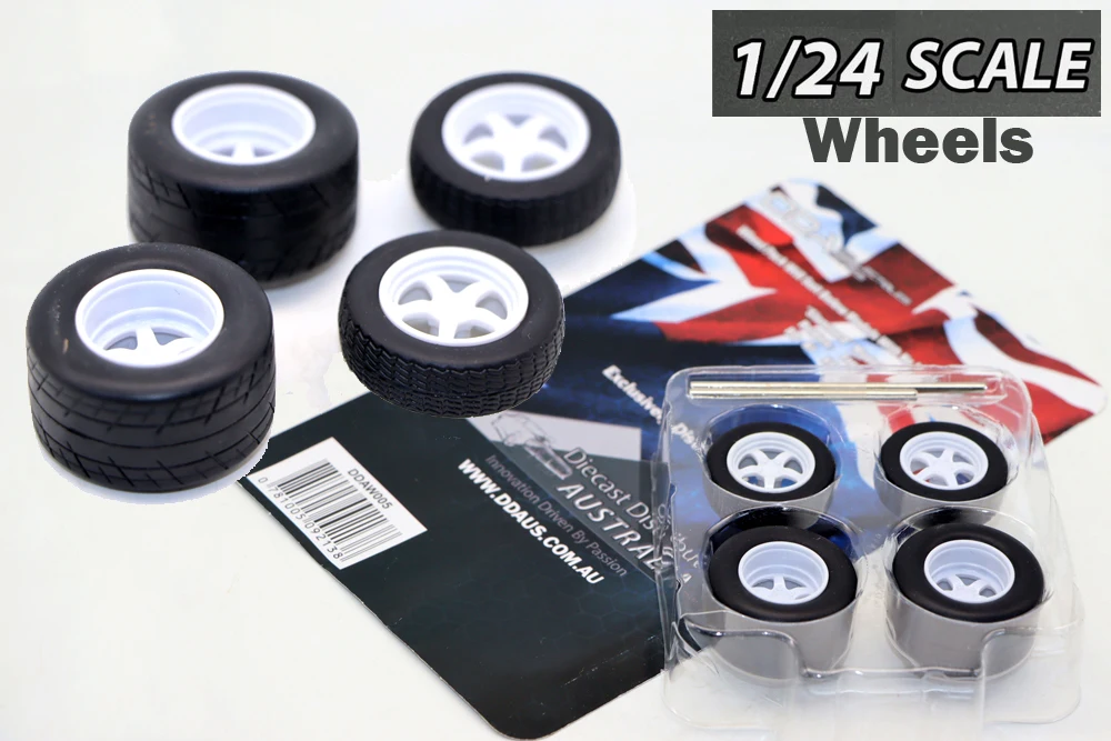 New DDA 1/24 Scale Wheel Pack 5 Spoke Wheels Set for Model Cars Alloy Toys