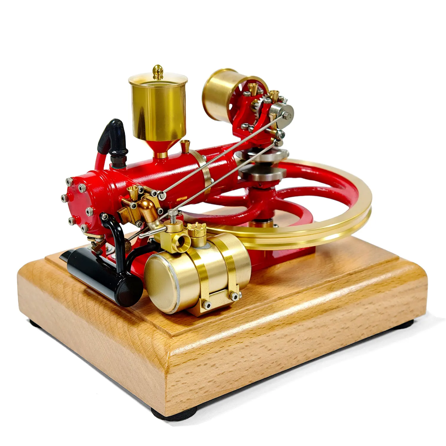 B-M DIY R18 Horizontal Single Cylinder Four Stroke 3-Wheel Internal Combustion Engine Model Metal Base Toy Adult Gift Collection