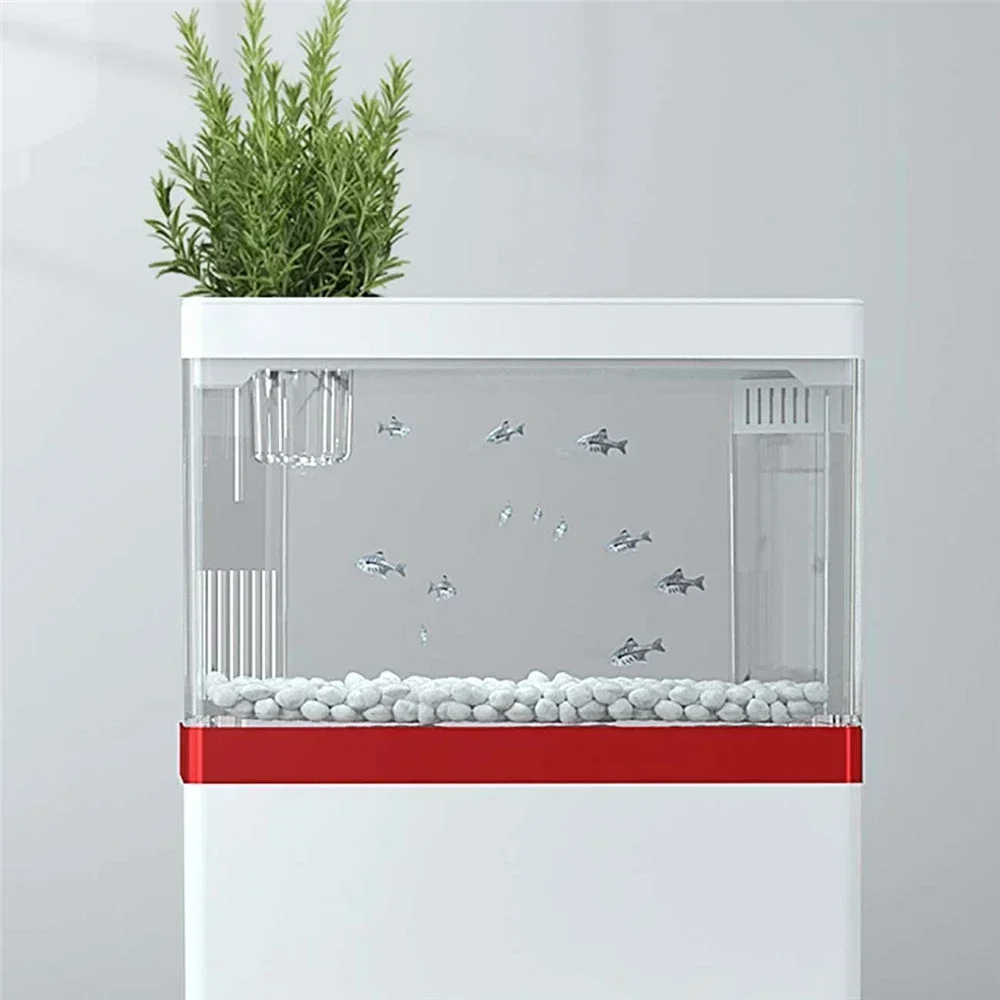 Mini Desktop Fish Tank With Filter System LED Lighting Aquarium for Charging and Carrying Mobile Phone Holder