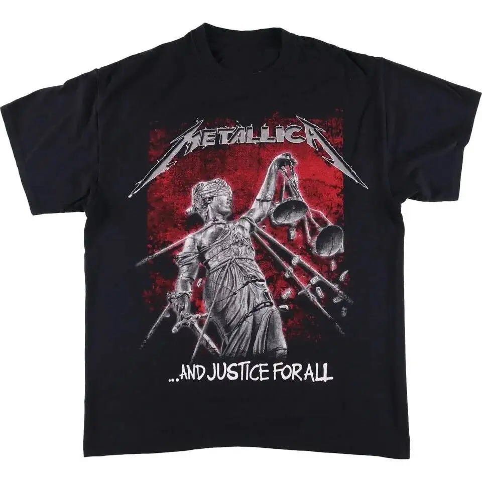 

Metallica Justice For All Men's And Women's Short Sleeve Metal Band Y2k Tops Brand T-Shirt Summer Men Clothing