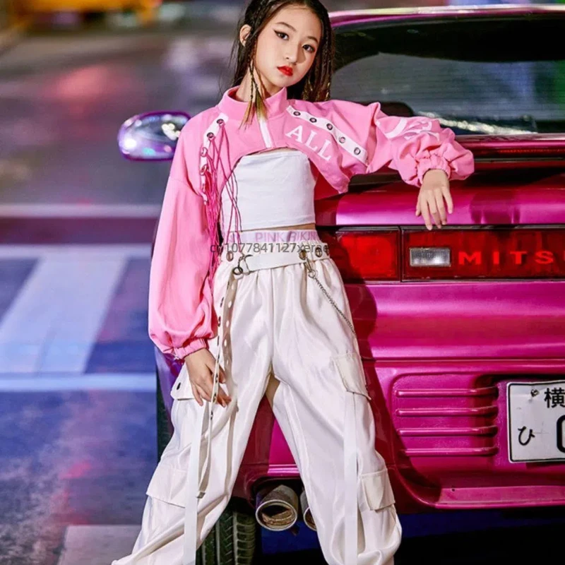 Baile callejero para niños, hip-hop, ropa de moda, ropa de actuación de baile de Jazz para niñas, conjunto completo de pasarela modelo de moda