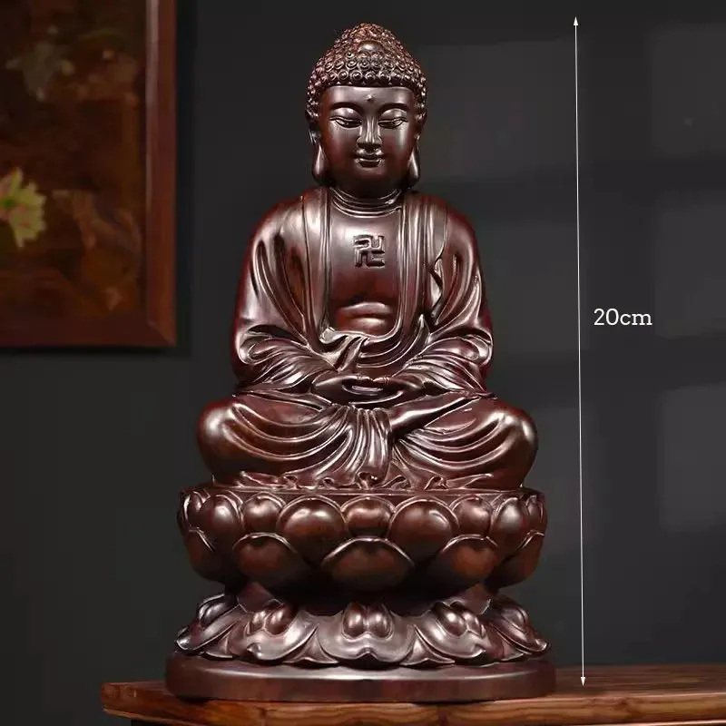 Ebony Wood Carvings Decorations Buddha Statue of Shakyamuni Collectible