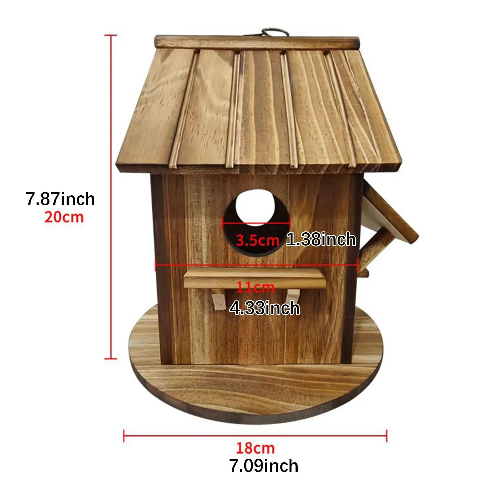 Casa colgante para pájaros de jardín – Nido de madera natural - imagen 4
