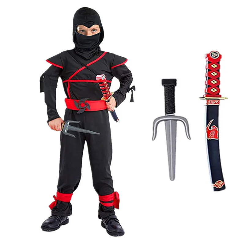 Costume da ninja nero Set di giocattoli da ninja anime Combattimento costume da samurai Maschera per le vacanze dei bambini Miglior regalo