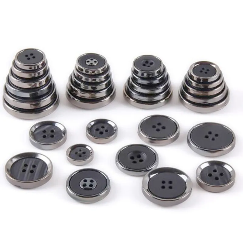 20Pcs Resin Buttons,Four-Eye Buttons Coat Suit Buttons, Black Round Buttons for Garment  Sewing DIY Crafts Decoration