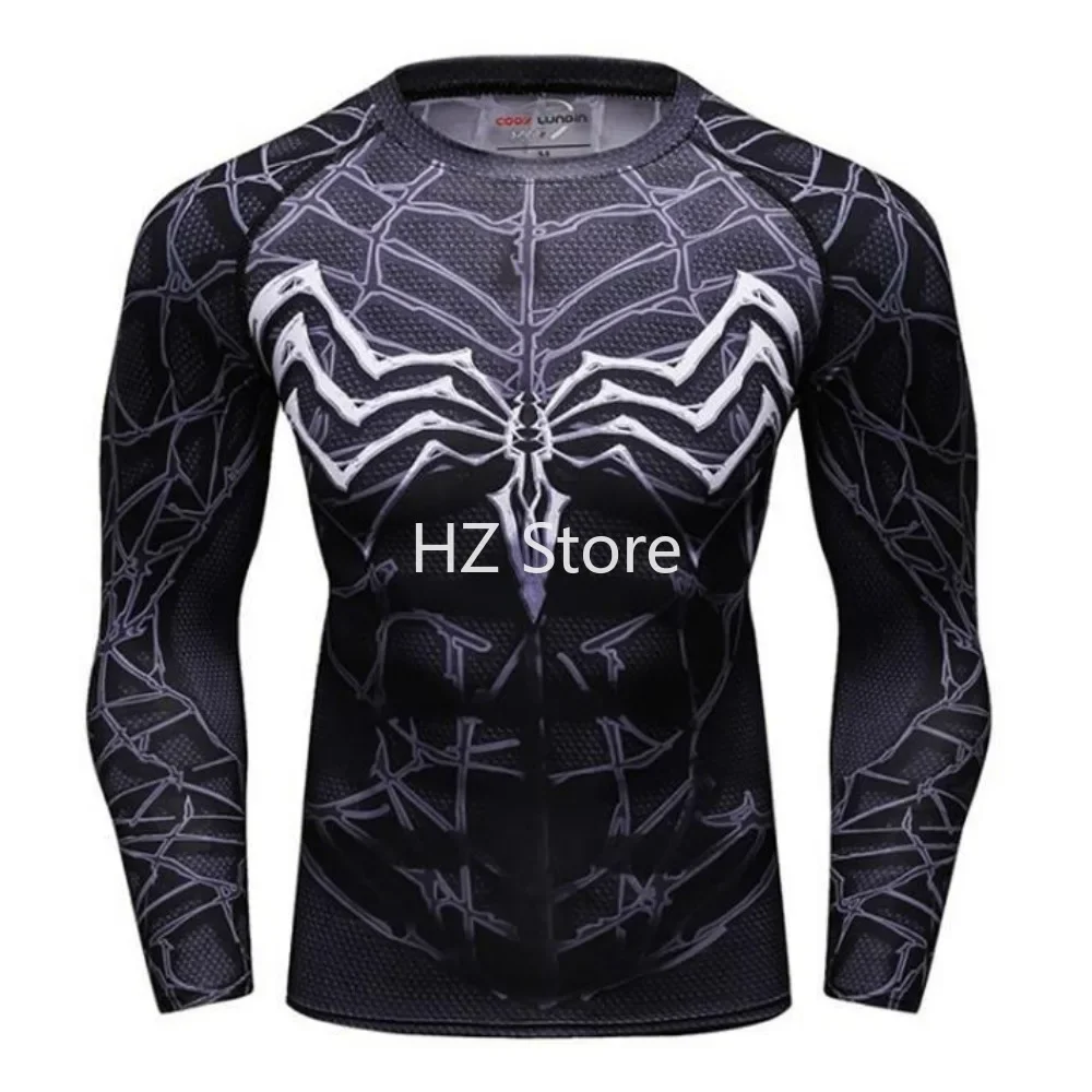 مارفل ثلاثية الأبعاد بطل السوبر الرجل العنكبوت التدريب البدلة كرة السلة كرة القدم الرياضة مطاطا سليم صالح كم طويل تي شيرت اللياقة البدنية ضيق #4