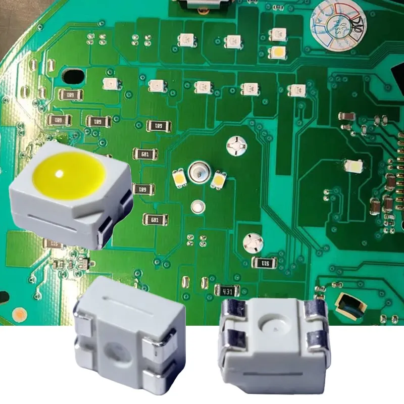 50 Lâmpadas LED 3528 de 4 Pinos SMD para Painel de Instrumentos Automotivo, Luzes de Painel Brancas, Azuis, Vermelhas e Verdes, Lâmpadas Neo Wedge