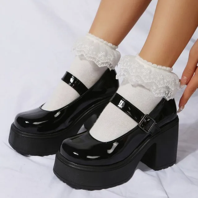 High Quality Rubber Sole Japanese Style Platform Lolita Shoes Women Vintage Soft Sister Girls Shoes School mary jane shoes white