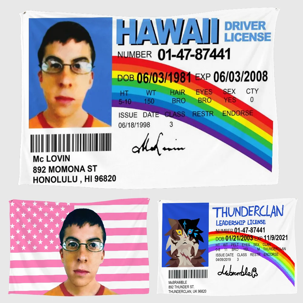 M-Mclovin id Tapestry Home Decor Flag to Hang Garden Flags for Bedrooms Outdoor Decoration Hip Hop Accessories Gifts