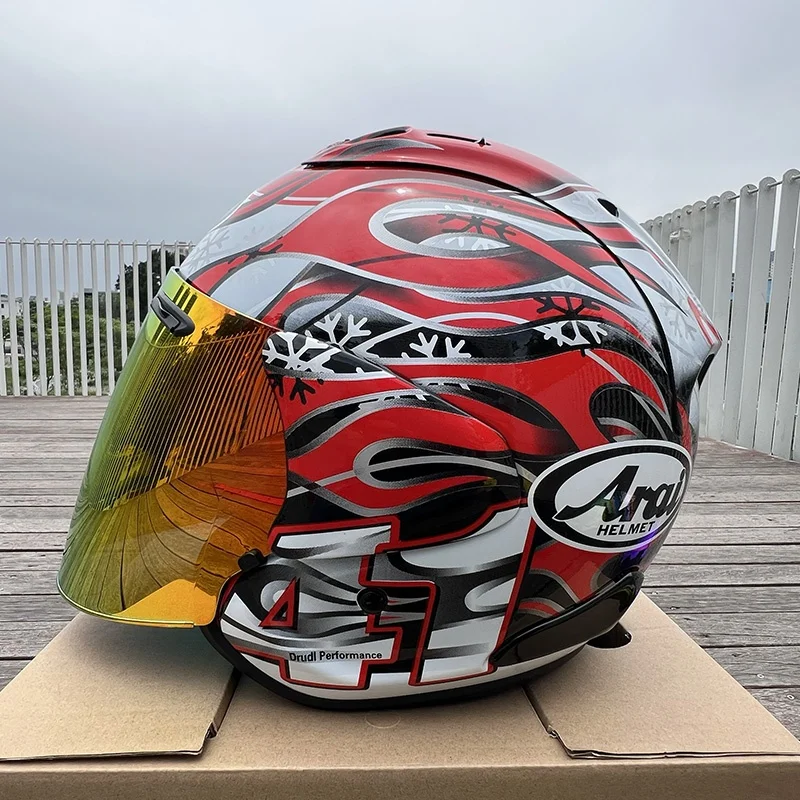 VZ-RAM  ABS Classic 3/4 Open Face Helmet,For Harley Motorcycle And Cruise Motorcycle Protection Helmets,HAGA Red Flame