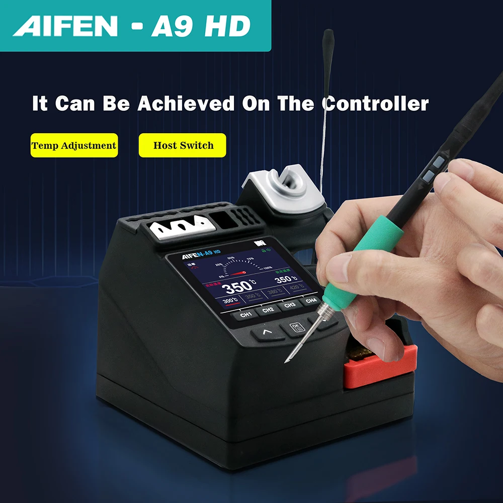 محطة لحام حديد AIFEN A9HD 180 وات مثالية للحام الإلكتروني مع محطة لحام بمقبض حديد لحام C210 C245