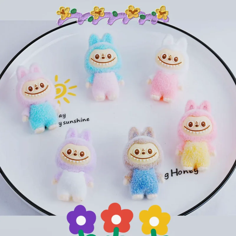 Labubu 2 Generation Cartoon Color Mini Flocking Doll Mystery Box Key Chain Cute Grain Model Doll Collection Toy Gifts Fans Gift