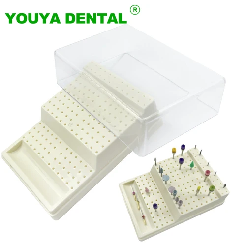 Imagen 1 del producto Caja de desinfección para fresas dentales, caja de colocación de diamantes y taladro, estuche de esterilización de plástico, bloque de soporte, herramientas de dentista, 168 agujeros