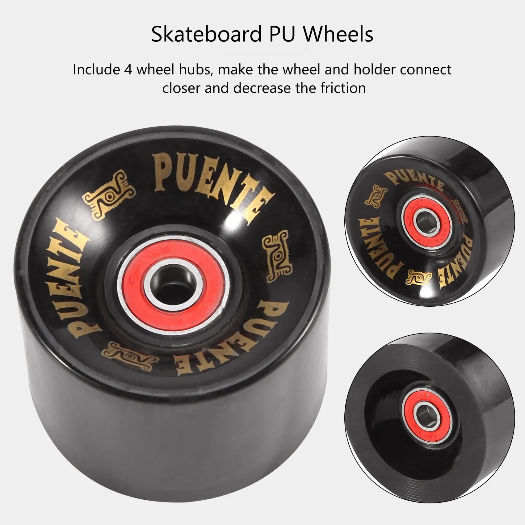 PUENTE 4Pcs/Set Cruiser Skateboard Wheels PU Wheels Long Board Cruiser Wheels with ABEC-9 Bearings HOT
