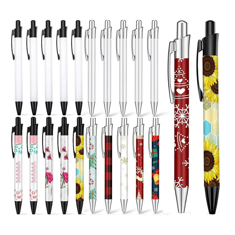 NEW HOT In Stock-20 Pcs Sublimation Pens Blank Heat Transfer Pen With Shrink Wrap Aluminum Customized Clip Pen