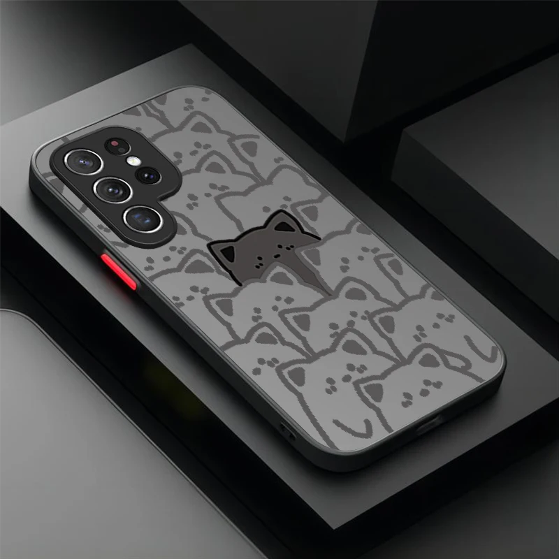 حافظة جميلة على شكل قطة جرافيتي لهاتف سامسونج جالاكسي S25 Ultra S24 S23 Plus S22 S21 FE A04S A56 A36 A26 A16 A06 A55 A35 A25 A15 5G Funda #3