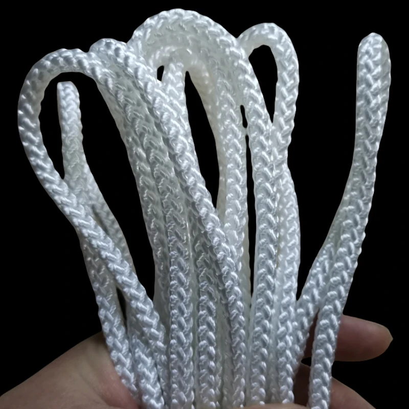 White Wear-Resistant Nylon Rope.High Strength Polyester Fully Woven 8 Strands Of Rope.6/8/10mm Binding Hand Rope.Pull The Rope