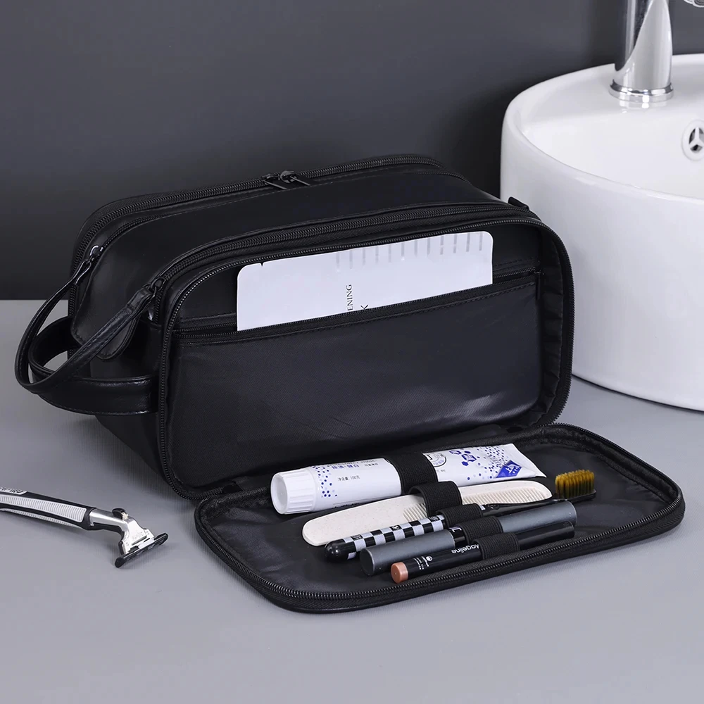 Travel PU Toiletry Bag Waterproof Hanging Organizer Multi Pockets for Women and Men Cosmetic Washing Essentials Makeup Bag