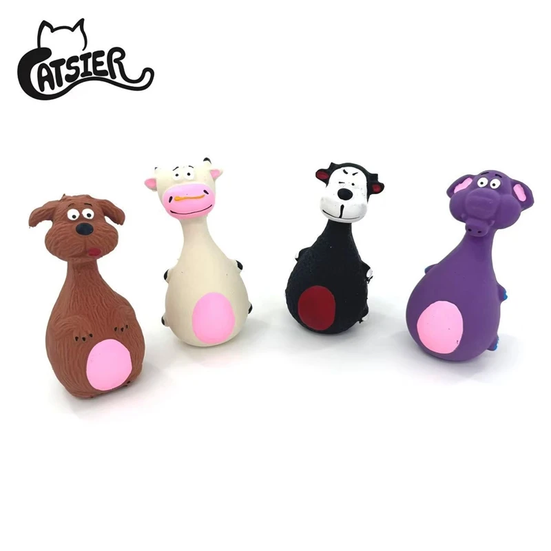 Natural Latex Squeaky Dog Toy Cartoon Animal Cute Nontoxic Interactive Chew Toy For Puppies And Dogs Home Training Birthday Gift