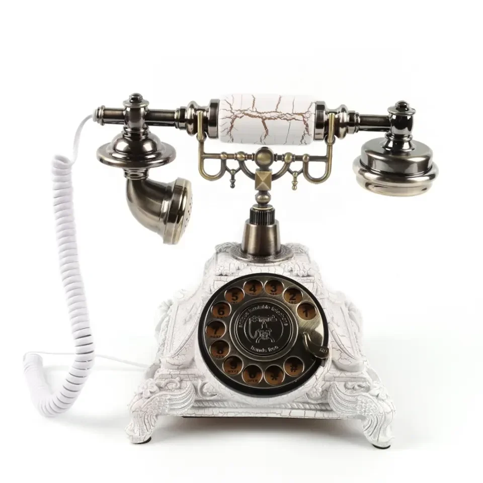 White bronze antique phone retro European wedding event audio guestbook phone