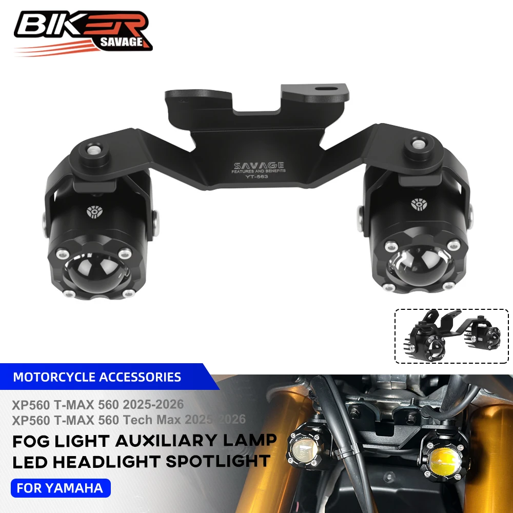 Fog Light For Yamaha XP560 T-MAX 560 Tech Max 2025-2026 LED Headlight Spotlight Mounting Brackets Auxiliary Lamp Bumper Holder