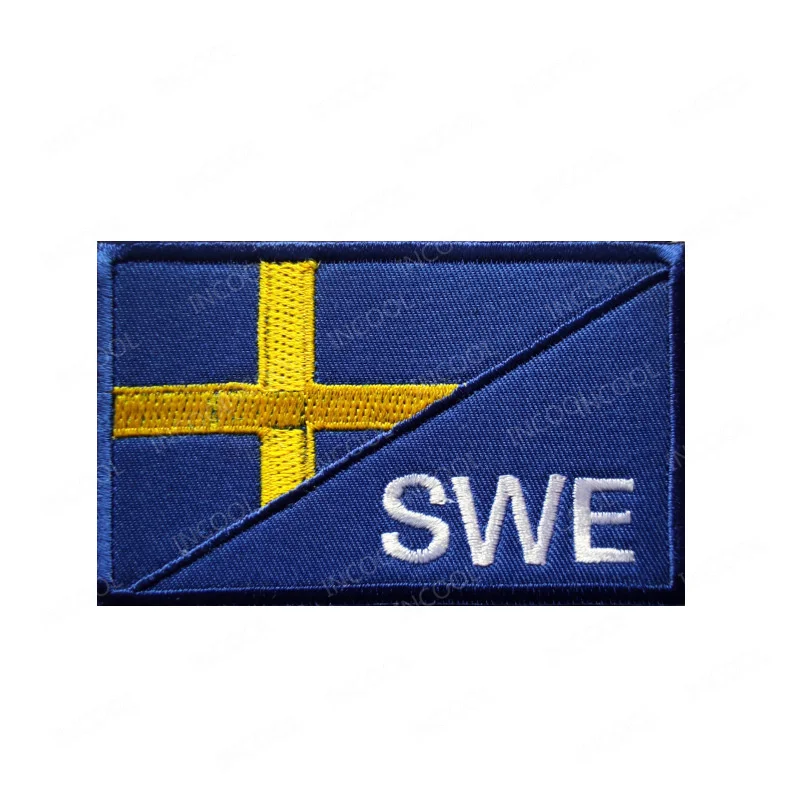 Sweden Flag IR Infrared Reflective Patches Appliqued PVC Rubber Flags Embroidered Patch For Clothing Backpack