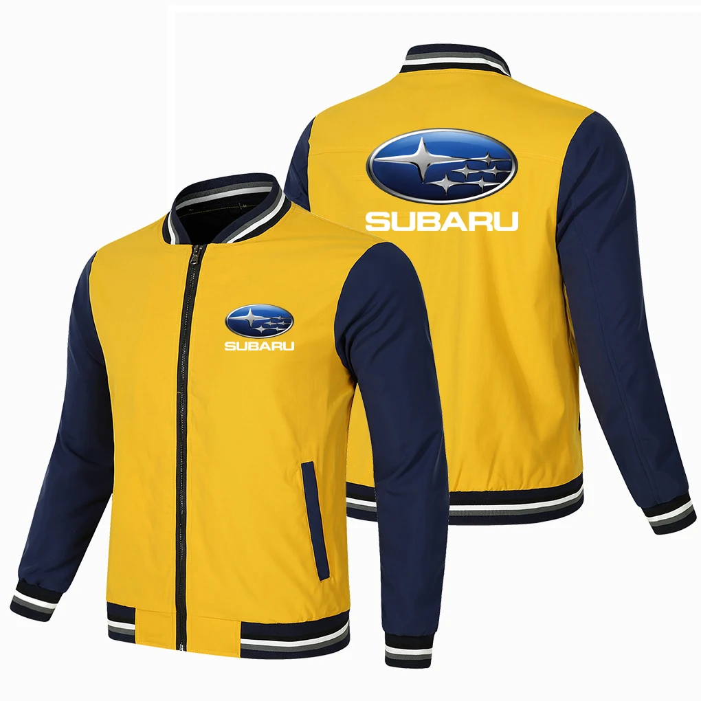 

Motorcycle jacket men's spring and autumn trendy men's stand collar casual cycling suit pilot jacket SUBARU pattern printed jack