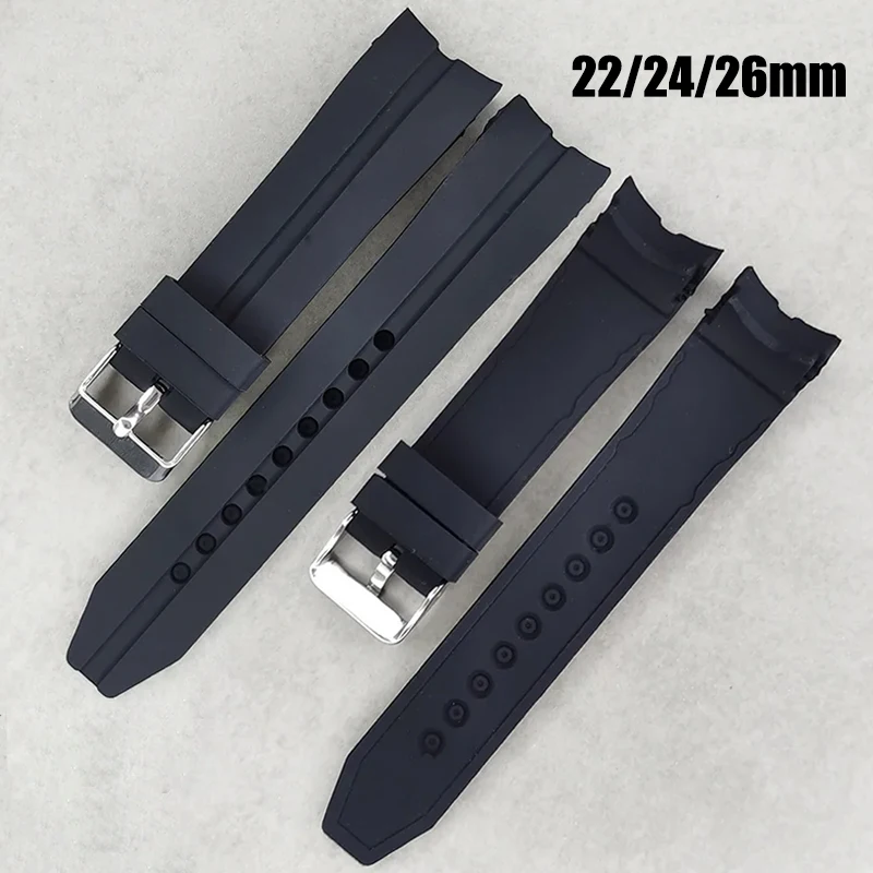 22mm 24mm 26mm Silicone Watch Strap for Seiko No.5 for Water Ghost Curved End Bracelet Waterproof Sport Wrist Band Replacement