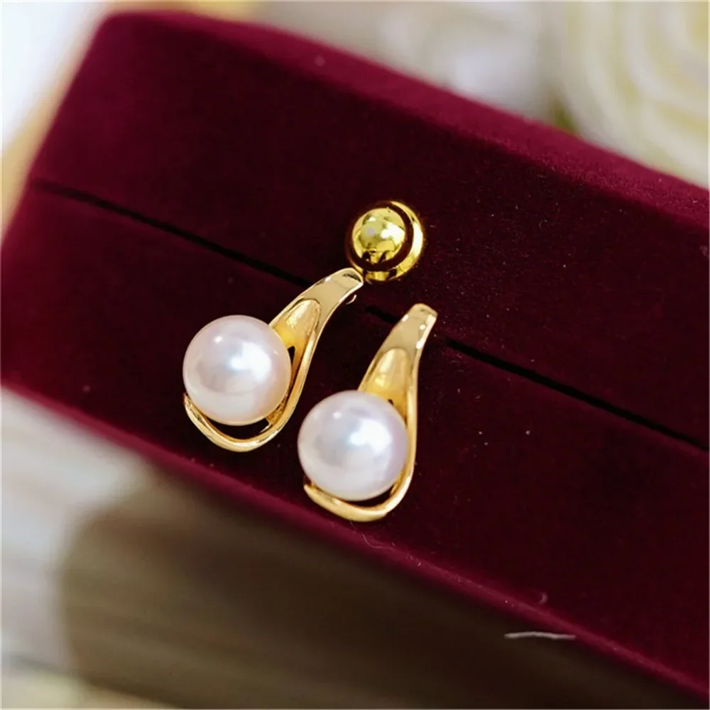 18K anting warna emas Hoops kualitas tinggi membuat perhiasan perlengkapan Diy temuan aksesoris tanpa mutiara E023