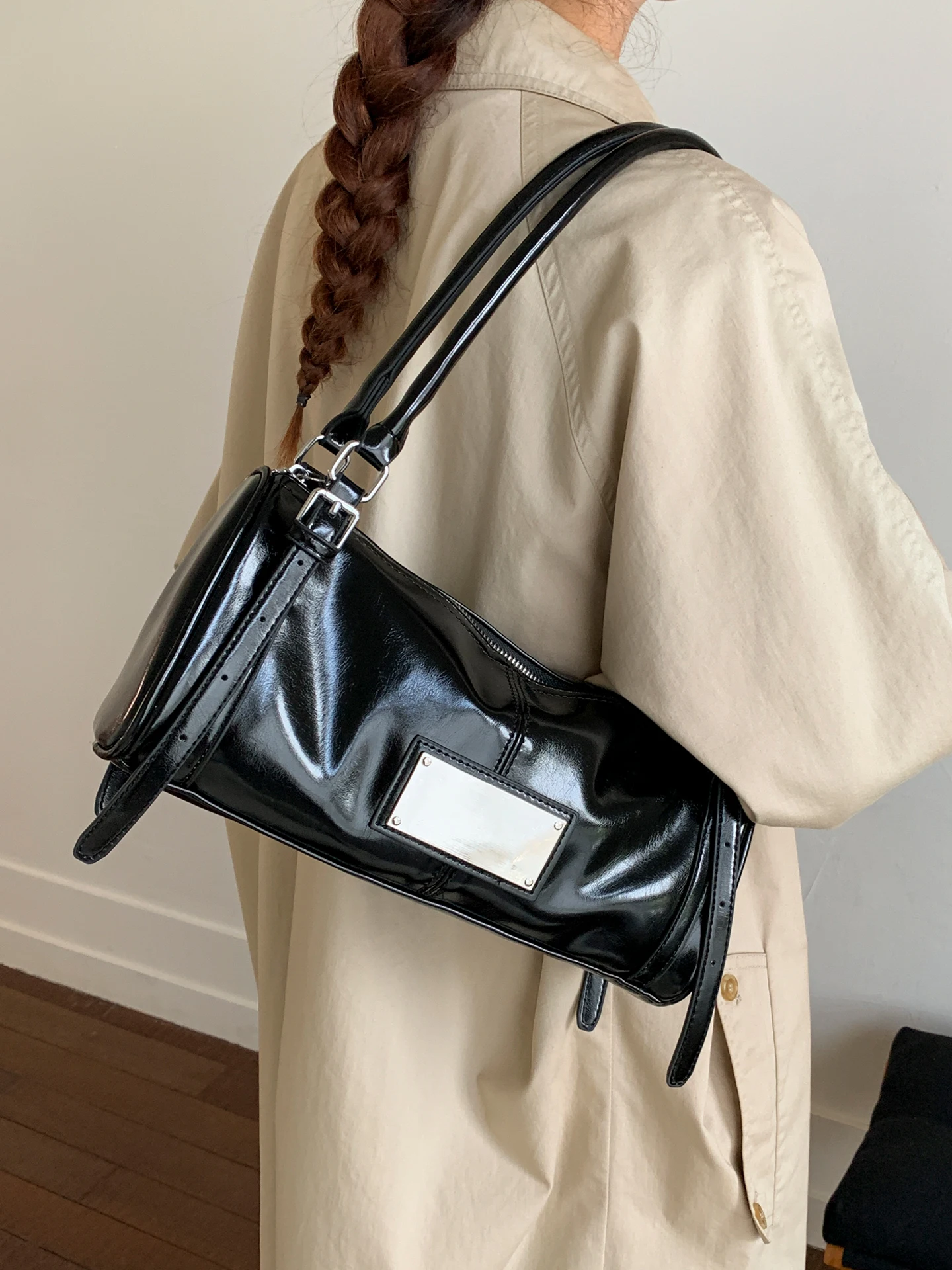 

Модная масляная восковая кожаная сумка подмышки, женские универсальные сумки на одно плечо, трендовые сумки из мягкого искусственной кожи с французской текстурой