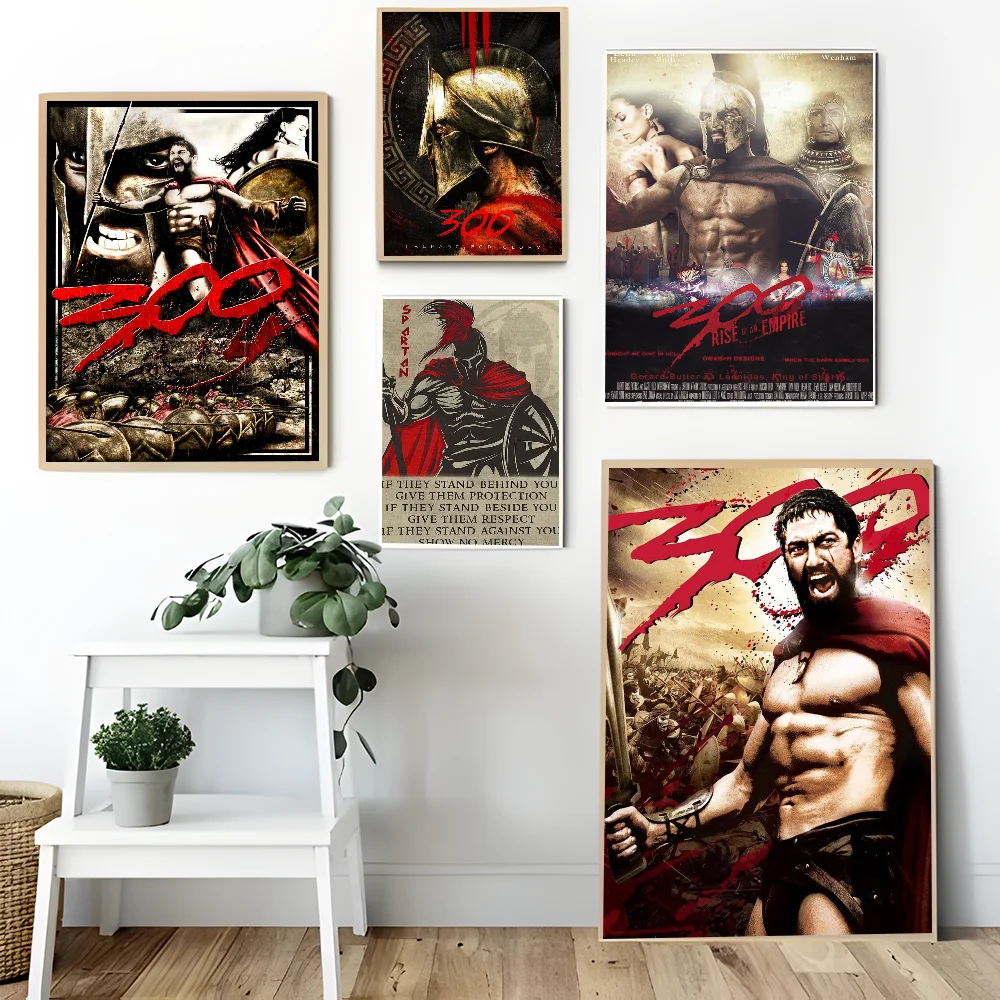 300 Spartan Warriors Movie Good Quality Prints And Posters Waterproof Paper Sticker Coffee House Bar Posters Wall Stickers