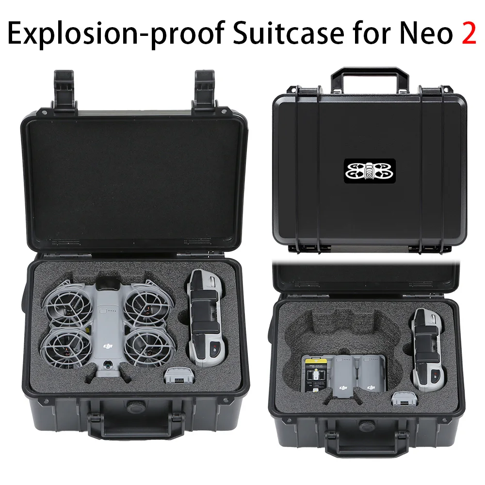 1 x explosionsgeschützte, stoßfeste Drohnenhülle für DJI NEO 2, stoßfeste, tragbare Aufbewahrungsbox